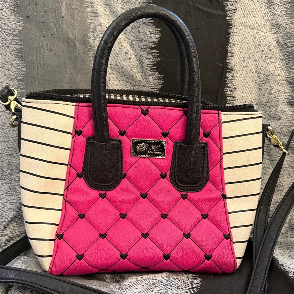 Betsey Johnson Black, White and Pink Purse